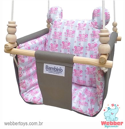BALANÇO SENSORIAL -  ALMOFADA ROSA - ELEFANTINHAS