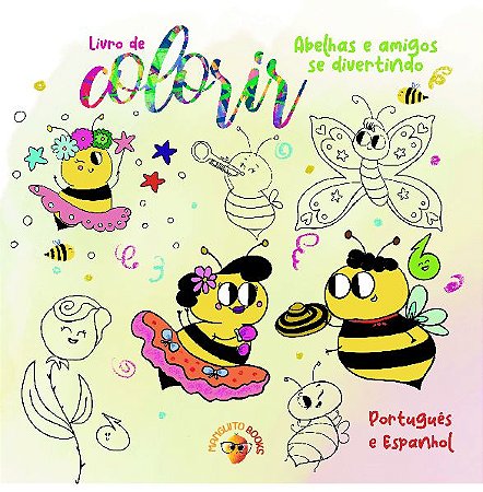 Abelhas e amigos se divertindo livro de colorir