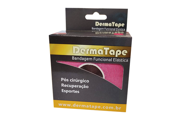 Fita Kinésio Bandagem 5cm x 5mt Dermatape Cor Rosa