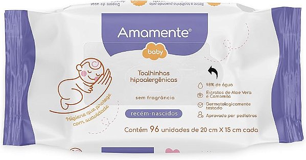 TOALHINHAS HIGIENICAS AMAMENTE BABY C/96 UNIDADES