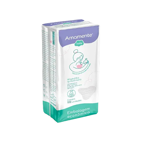 ALGODAO QUADRADO AMAMENTE BABY C/100 UNIDADES