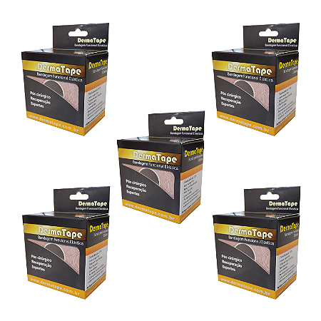 KIT 5 Fitas Kinésio Bandagem Funcional Elástica 5cm x 5mt Dermatape