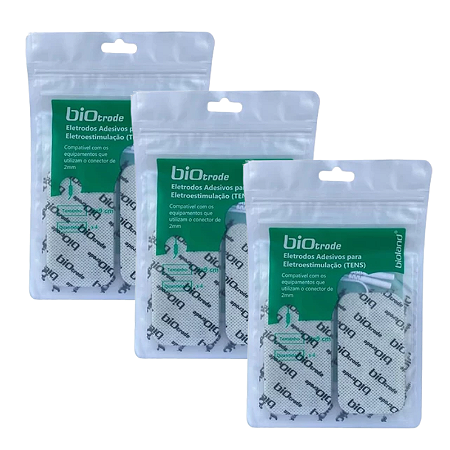 KIT 3 Pacotes Eletrodos Adesivos Bioland Total 12 unidades - 5x9cm