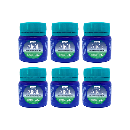 Kit 6 Pomadas Alivik Bravir 40g Alívio Refrescante Muscular