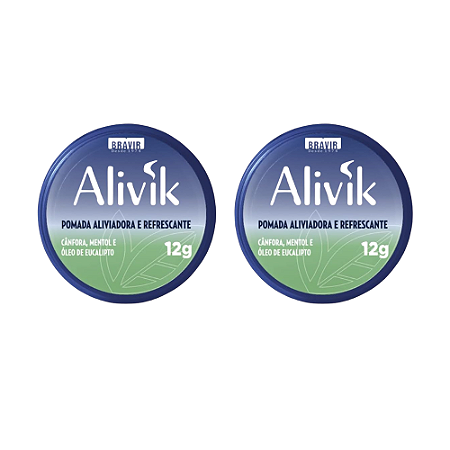 Kit 2 Alivik Pomada Aliviadora e Refrescante Bravir 12g