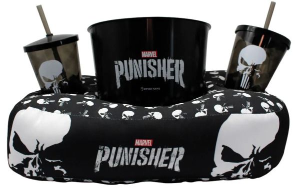 Kit Almofada de Pipoca e Copos Punisher