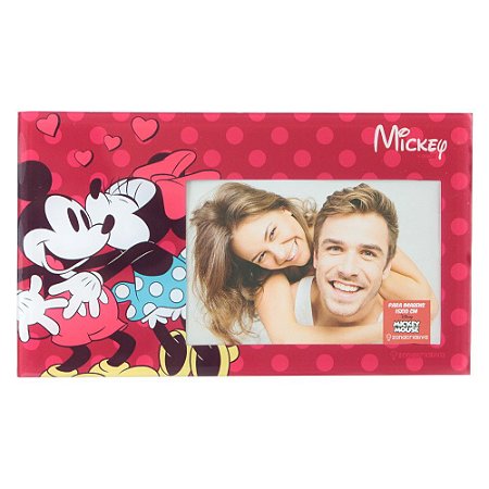 Porta Retrato de Vidro 10x15 Disney - Mickey e Minnie Namorados