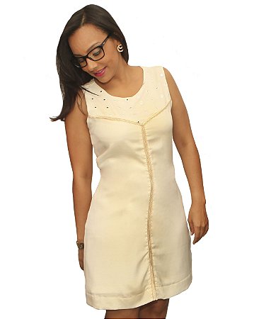 VESTIDO SOCIAL COM DETALHE DE BICO NA FRENTE - MODELO LUZI LEAL