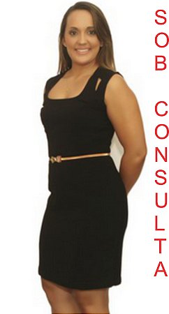 VESTIDO SOCIAL TUBINHO SEM MANGA GOLA QUADRADA - MODELO LUZI LEAL