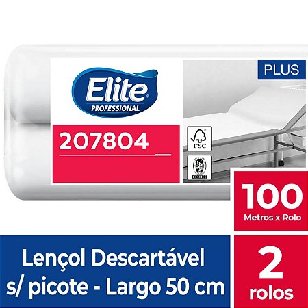 Lençol De Papel Folha Simples 50 Cm Largura 2X100M Elite