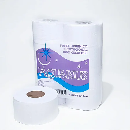 Papel Higiênico Rolão Celulose Folha Simples Fardo com 8 Rolos Aquarius