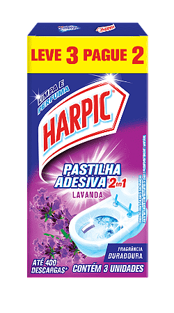 Desodorizador para Vaso Sanitário Pastilha Adesiva 2 em 1 Lavanda Harpic