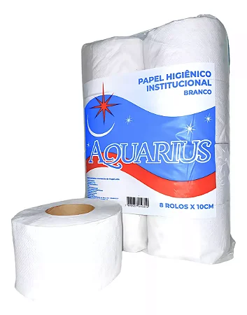 Papel Higiênico Rolão Branco Folha Simples Fardo com 8 Rolos 1,5 Kilos Aquarius