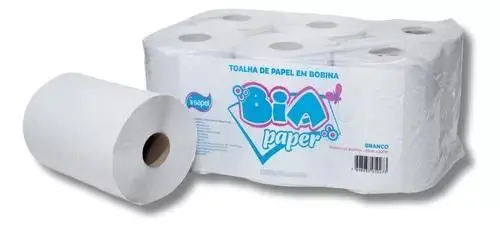 Toalha bobina 20x200x6 Bia Paper 100% celulose virgem Isapel