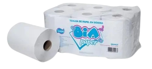 Toalha bobina 20x200x6 Bia Paper 100% celulose virgem Isapel