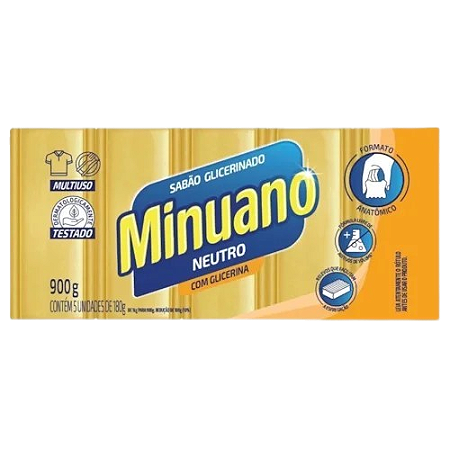 Sabão em Barra Minuano Neutro Glicerinado 5X180g