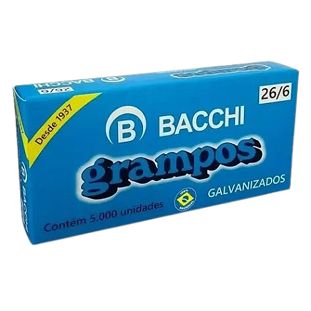 Grampo Galvanizado 26/6 Caixa 5000 UN Bacchi