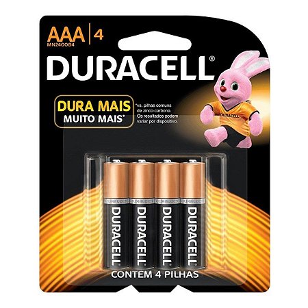 Pilha Alcalina AAA Com 4 Unidades Duracell