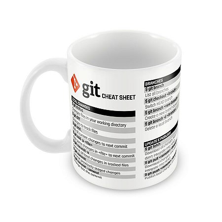 Caneca Git Commands Cheat Sheet branca