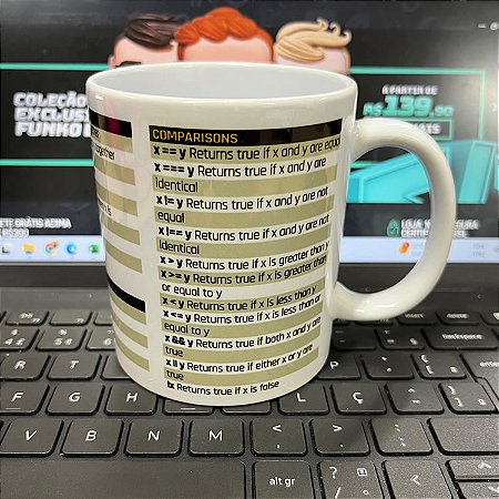 Caneca Javascript Commands Cheat Sheet branca - Caneca do Dev - Canecas ...