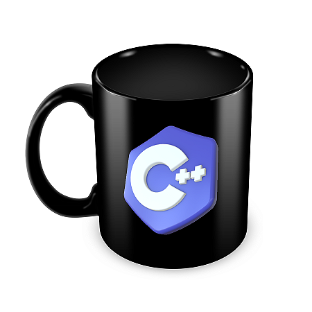Caneca C++ 3D preta