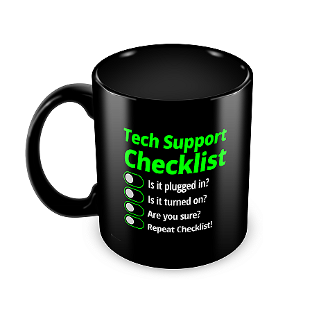 Caneca Tech Suport Checklist preta