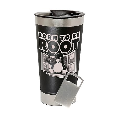 Copo Térmico de Aço Inox Born To Be Root Preto
