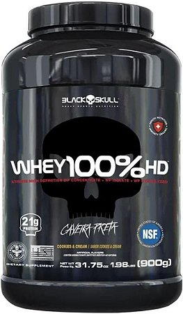 Whey 100% HD 900g sabor Morango - BLACKSKULL