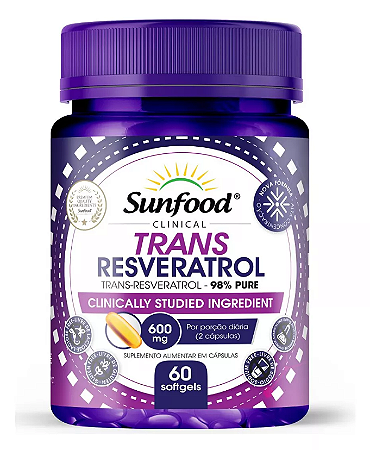 Trans Resveratrol 98% Puro 600mg 60caps - SUNFOOD