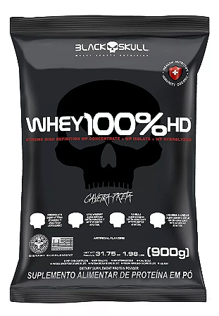 Whey 100% HD Refil 900g sabor Morango - BLACKSKULL