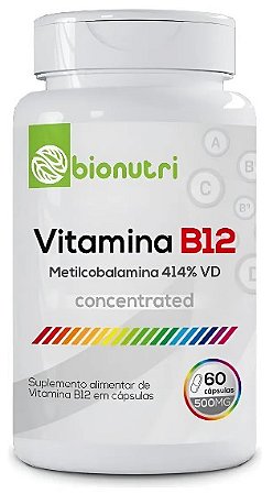 Vitamina B12 Metilcobalamina 60cápsulas 500mg BIONUTRI