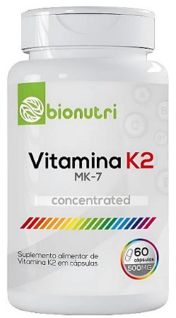 Vitamina K2 500mg 60cápsulas - BIONUTRI