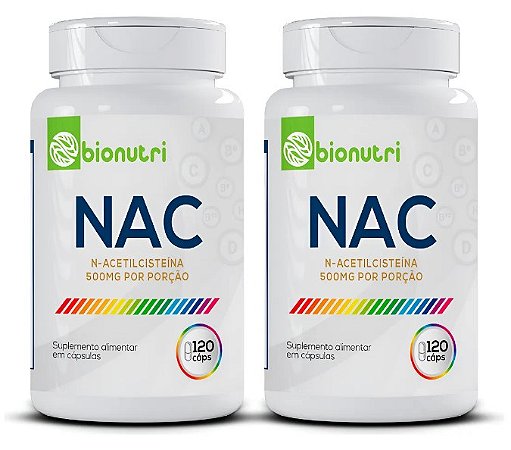 Kit 2x Nac N-acetilcisteina 500mg 120cápsulas - BIONUTRI