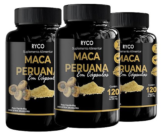 Kit 3x Maca Peruana Original 120caps de 500mg - RYCO