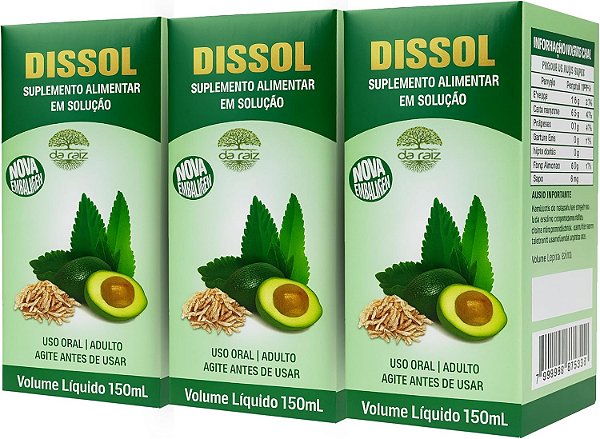 Kit 3x Dissol Suplemento Natural Para Cálculos 150ml - DA RAIZ