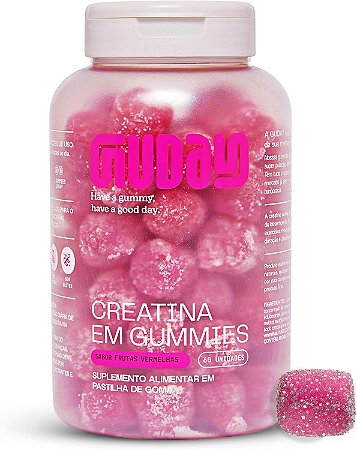 Creatina Monohidratada Gummies 60 Gomas sabor Frutas Vermelhas - GUDAY