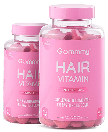 Kit 2 Gummy Hair 60 Gomas Sabor Tutti Fruti - GUMMMY