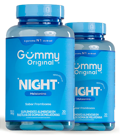 Kit 2 Potes Gummy Night 30 Gomas Sabor Framboesa - GUMMMY