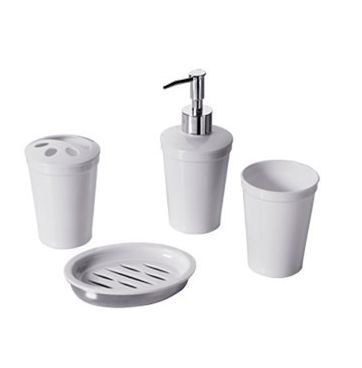 Kit Para Banheiro 4 Peças em Plastico Branco
