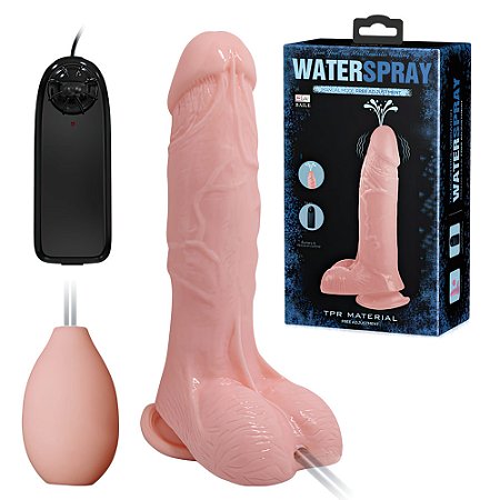 Vibrador realístico com EJACULADOR, escroto e ventosa - 19,5x4,5