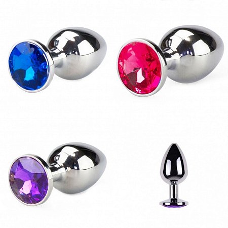 Plug Anal de Luxo em Alumínio com pedra em cores diversas - Tam M