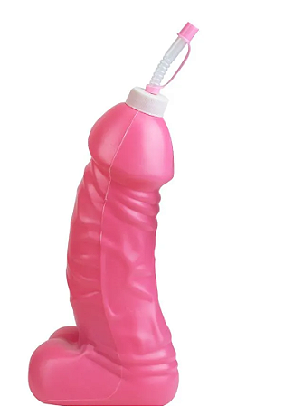 Garrafa em Formato de Pênis com Canudo- 36X10 cm