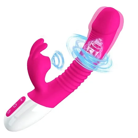 Vibrador rabbit ponto G com estimulador vibroar e aquecimento