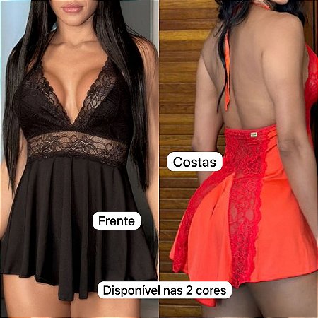 CAMISOLA EM LYCRA E RENDA - ACOMPANHA CALCINHA SÓ FIO