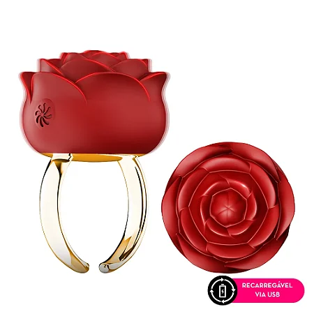 Mini vibrador anel em formato de rosa