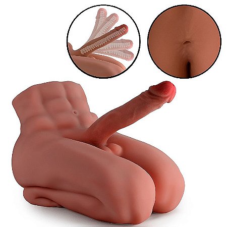 Homem Meio Corpo de Joelhos com Pênis 20 cm