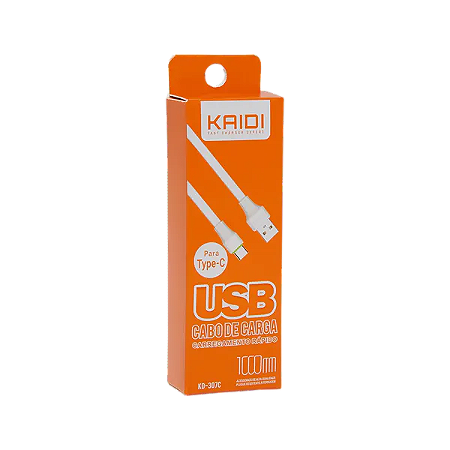 Cabo de carga carregamento rápido USB Type-C 1 metro Kaidi