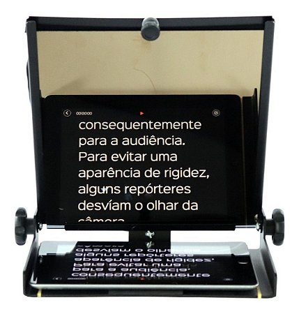 Teleprompter 10,5" com vidro SFHD e suporte para câmera