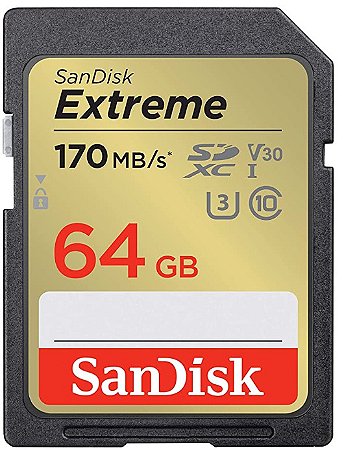 Cartão de Memória SD SANDISK 64 GB Extreme (80MB/s - 170MB/s)