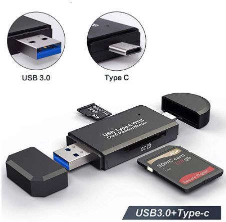 Leitor de Cartão de Memória Type-C USB 3.0